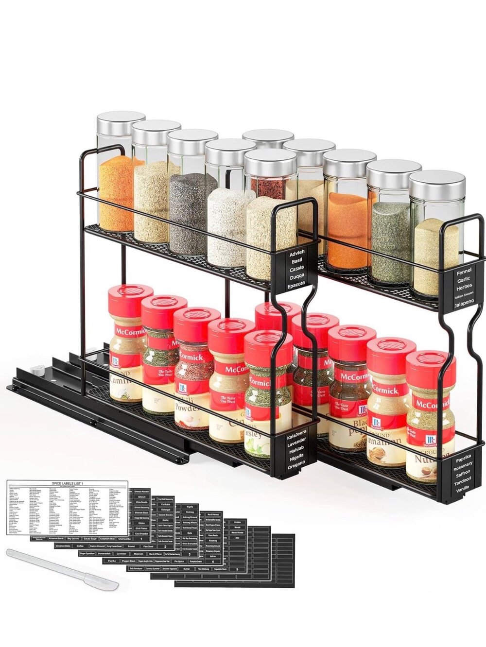 NIB SpaceAid 2-Pack Heavy Duty Pull Out Spice Rack Cabinet Organizer 2-Tier